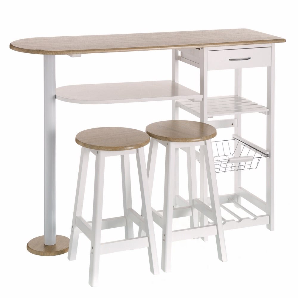 Mesa bar de madera blanca
