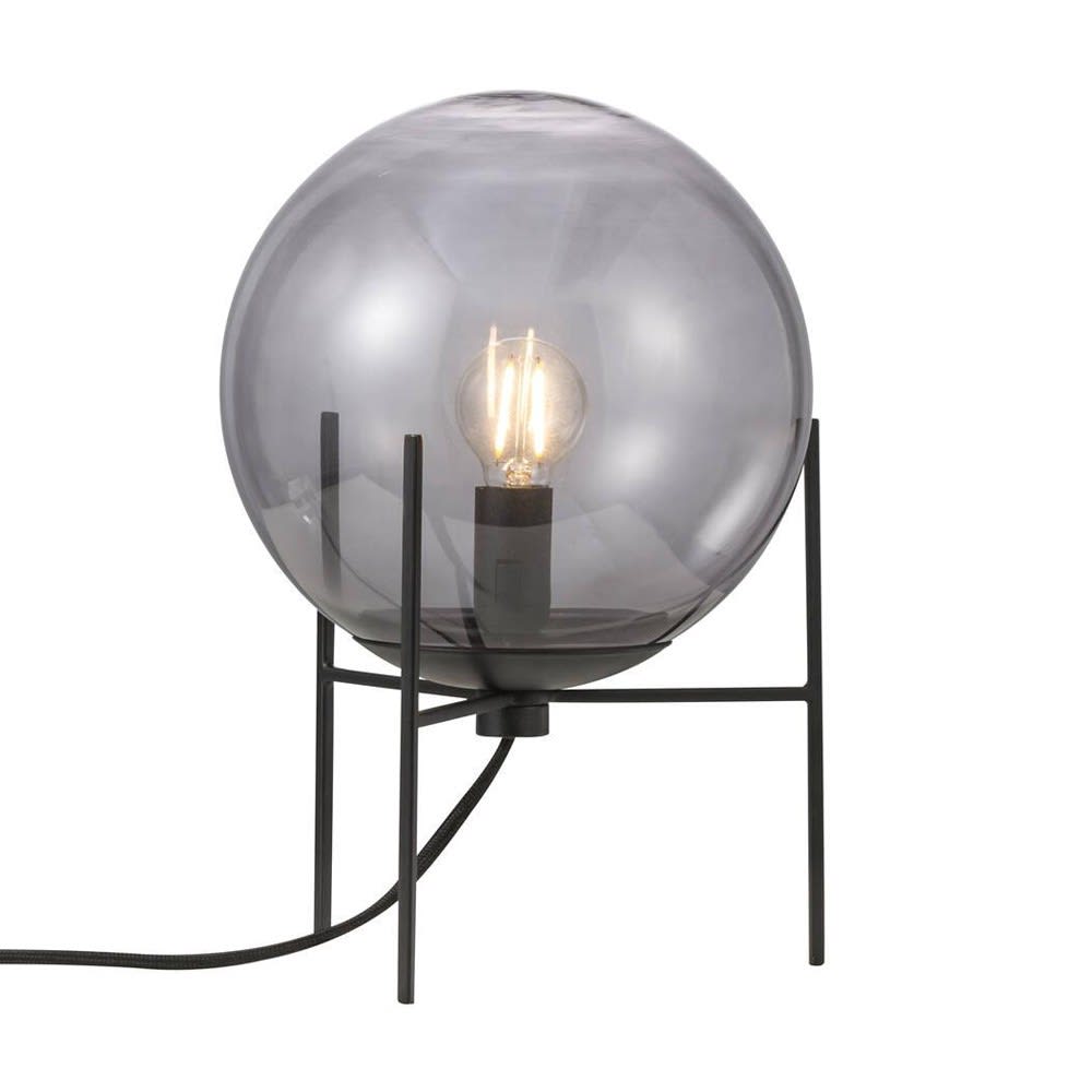 Lámpara de sobremesa negro y tulipa esférica de cristal