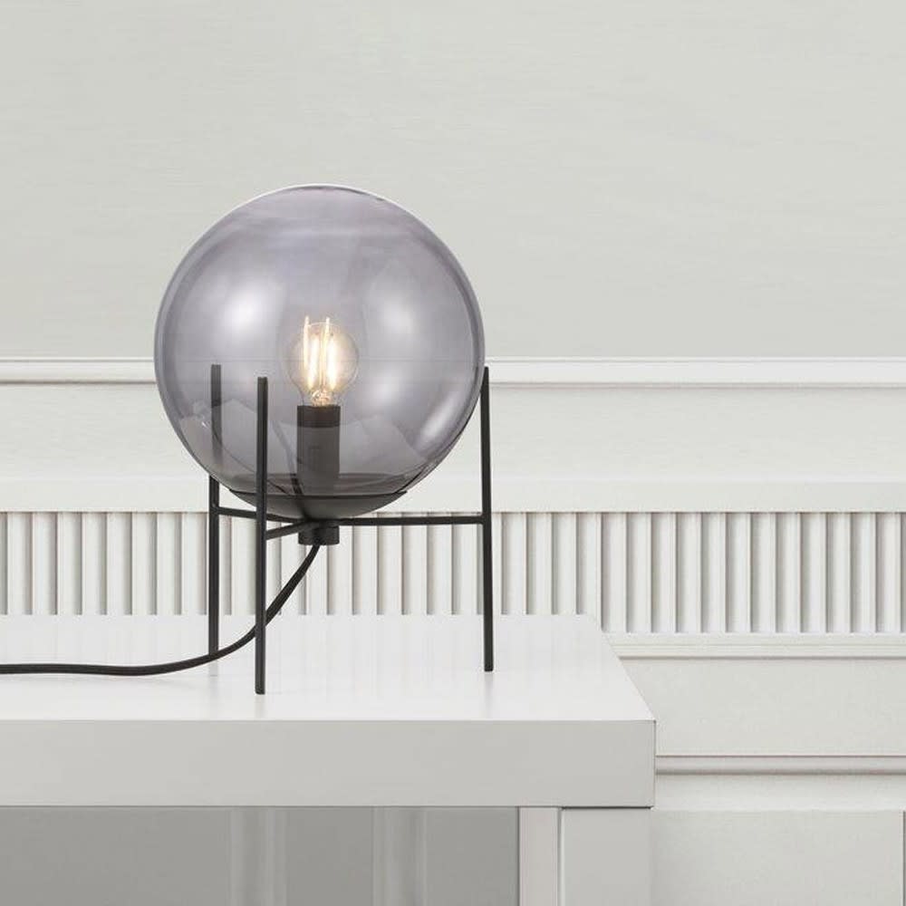 Lampe de table noire et abat-jour sphérique en verre