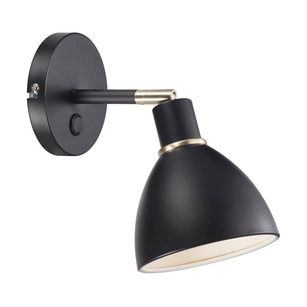 Nordlux Applique murale nordique en métal noir avec interrupteur style contemporain