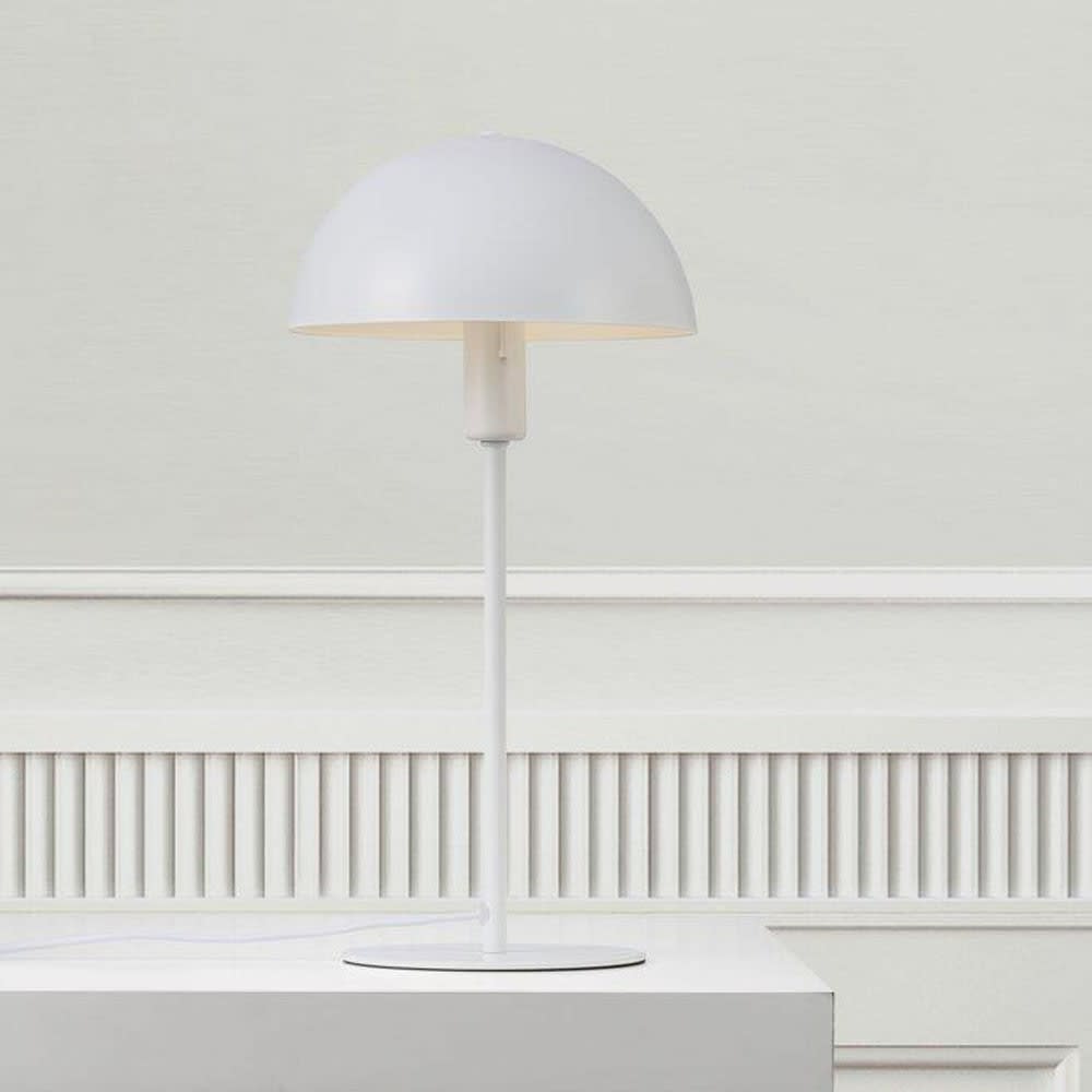 Lámpara de mesa sencillo blanco de metal y pantalla en forma de cúpula - Maisons du Monde