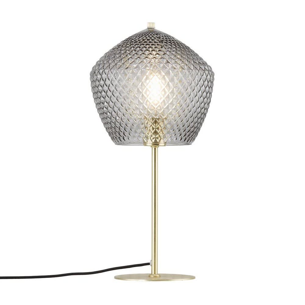 Lampe de table dorée avec abat-jour en forme de pentagone