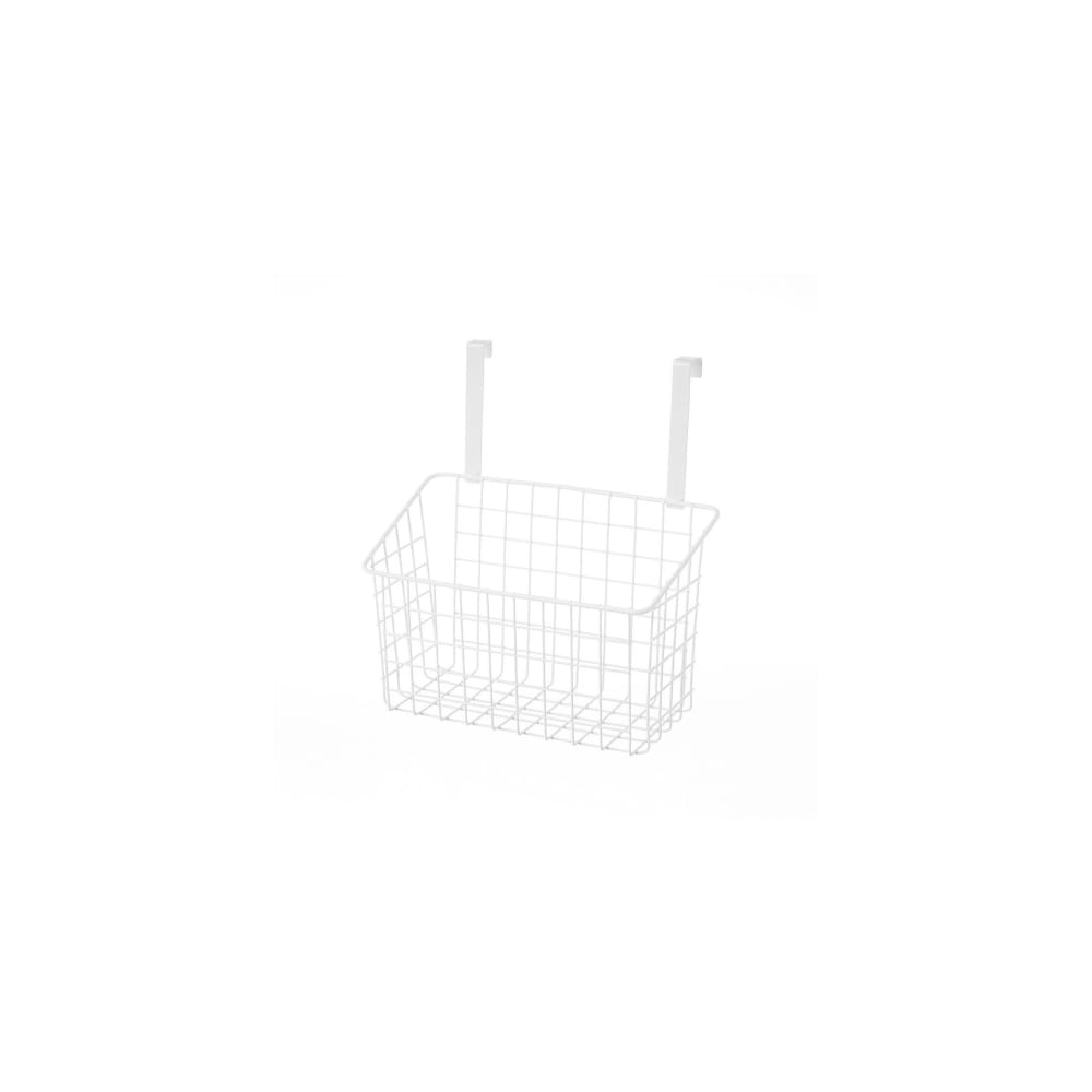 WADIGA Panier de porte pour organiser la cuisine en métal blanc. Dimensions : 26x17x28 (taille des crochets: 1,5x2,5x10,8cm) Couleur: Blanc Matière: