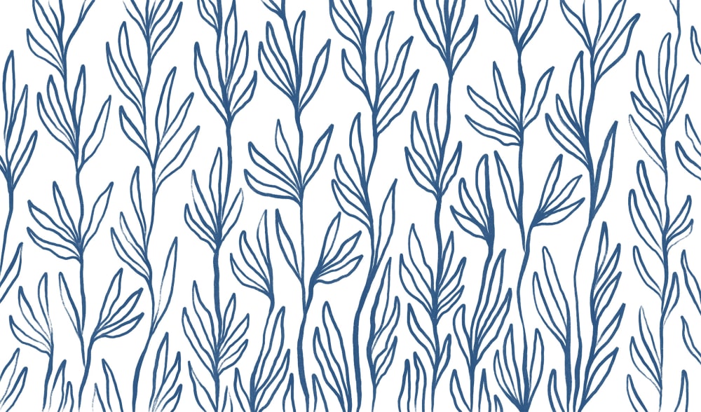 Papel pintado panorámico hojas, azul 340 x 250cm - Maisons du Monde