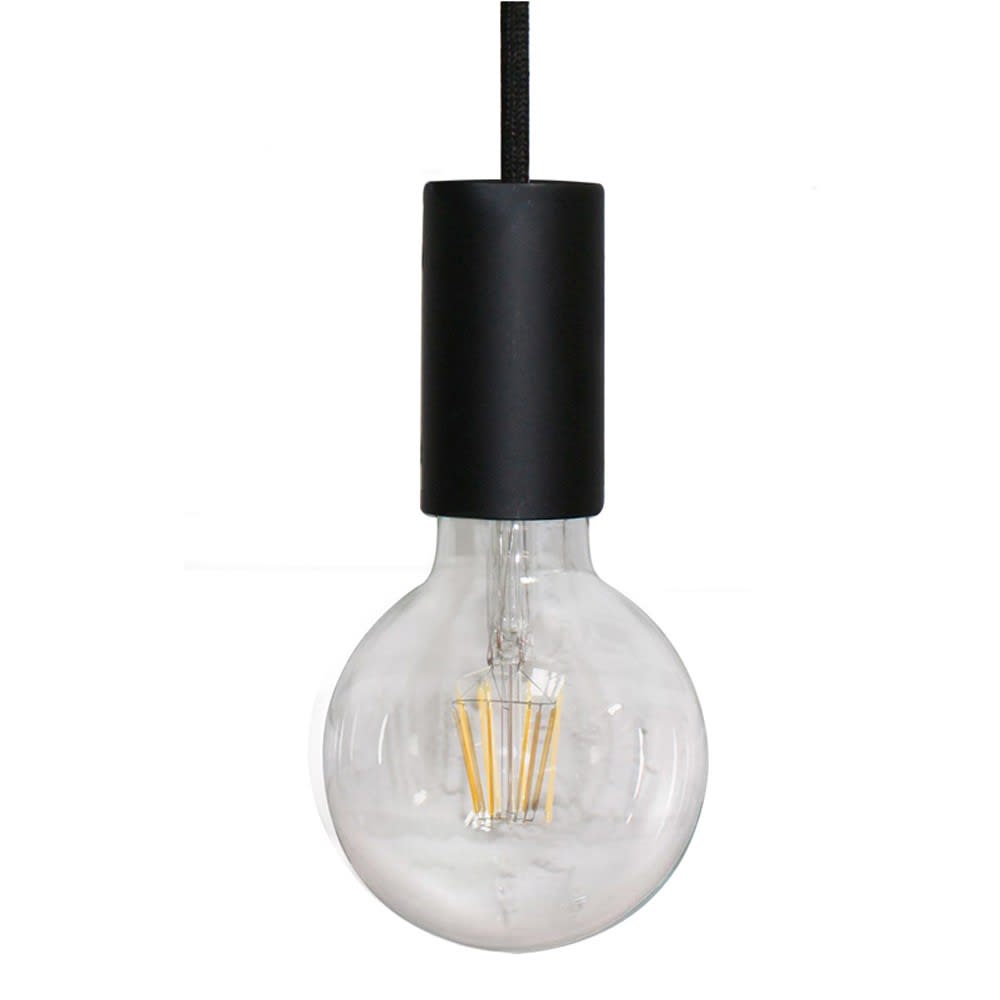 Suspension rétro-vintage en métal noir et hauteur réglable