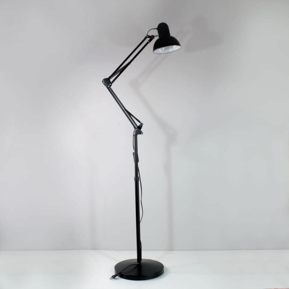 Lampadaire articulé rétro en métal noir — vue 3