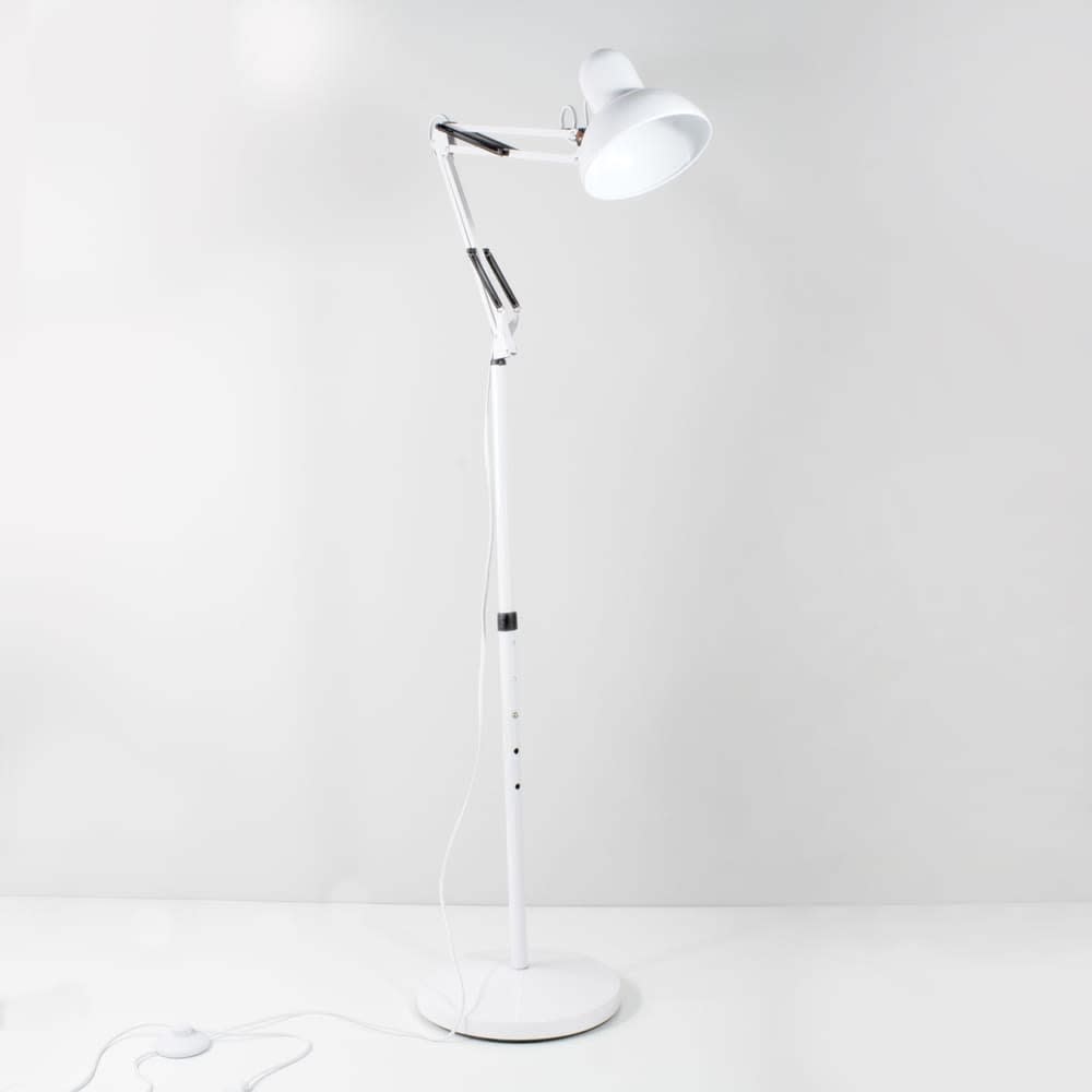 Lampada da terra retrò in metallo bianco articolabile -