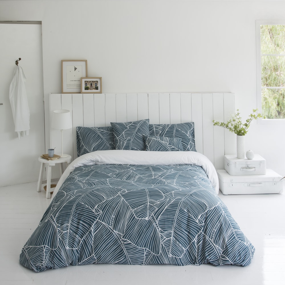 Housse de couette imprimé en percale coton bleu 150x220 cm — vue 3