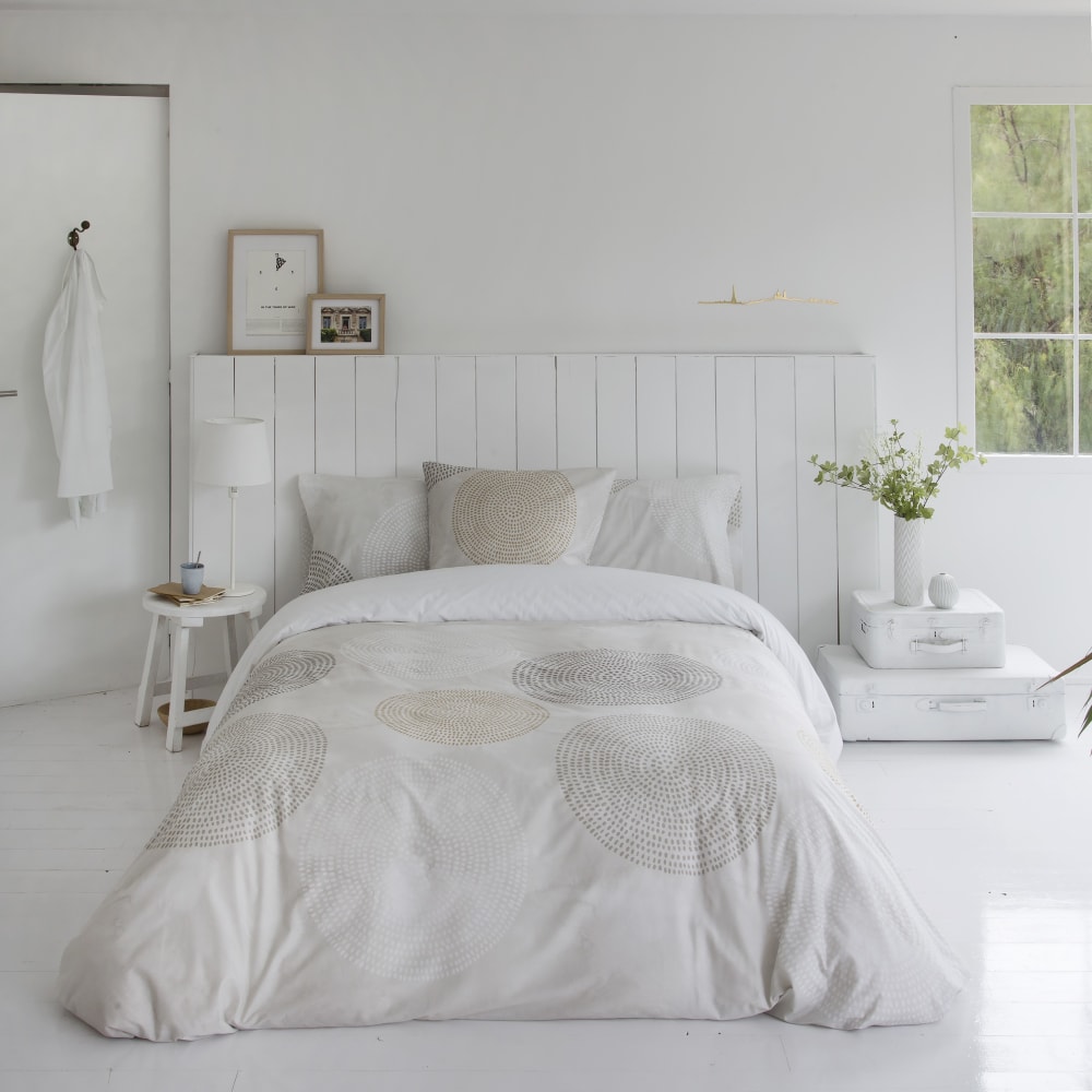 Housse de couette imprimé en percale Coton Beige 260x240 cm — vue 3