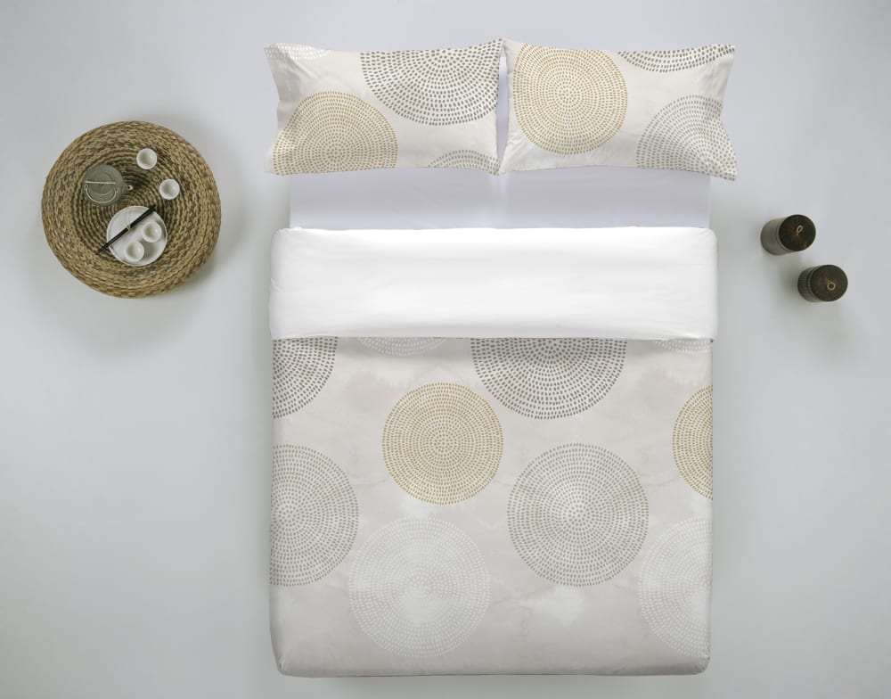 Housse de couette imprimé en percale Coton Beige 260x240 cm — vue 4