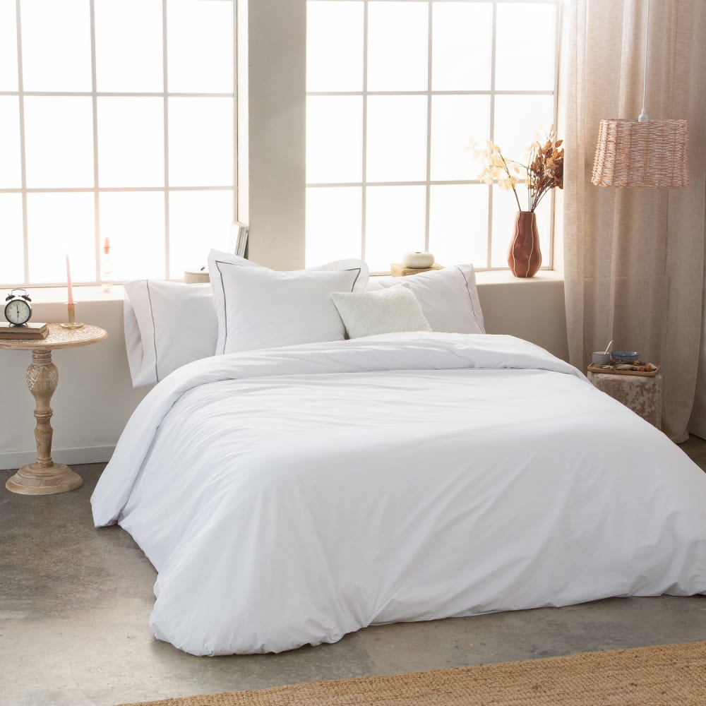 Housse de couette en percale coton blanc 260x240 cm — vue 3