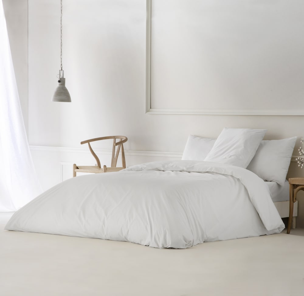 Housse de couette en percale coton blanc 140x200 cm — vue 3