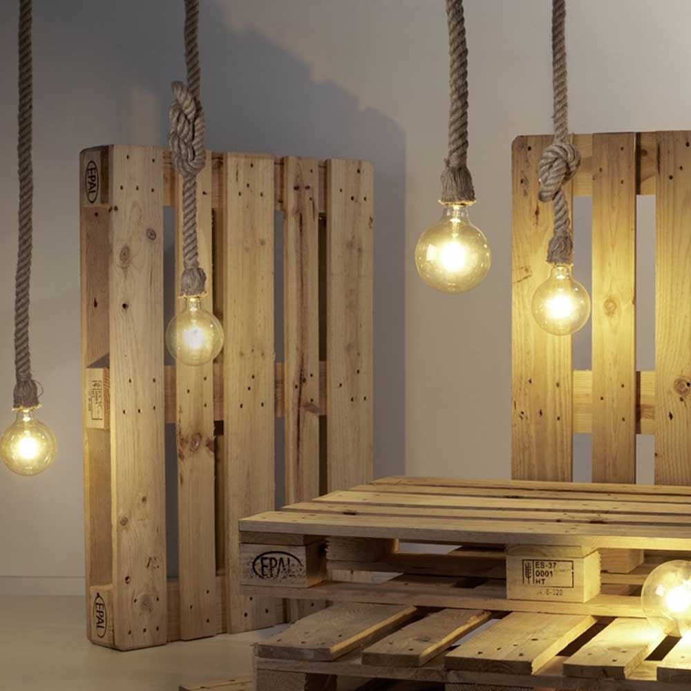 Suspension rustique avec corde réglable en hauteur ø10 cm — vue 3