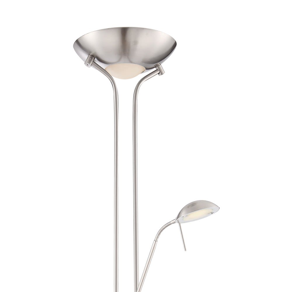 Lampadaire avec bras de lecture LED orientable 18W+5W nickel — vue 3
