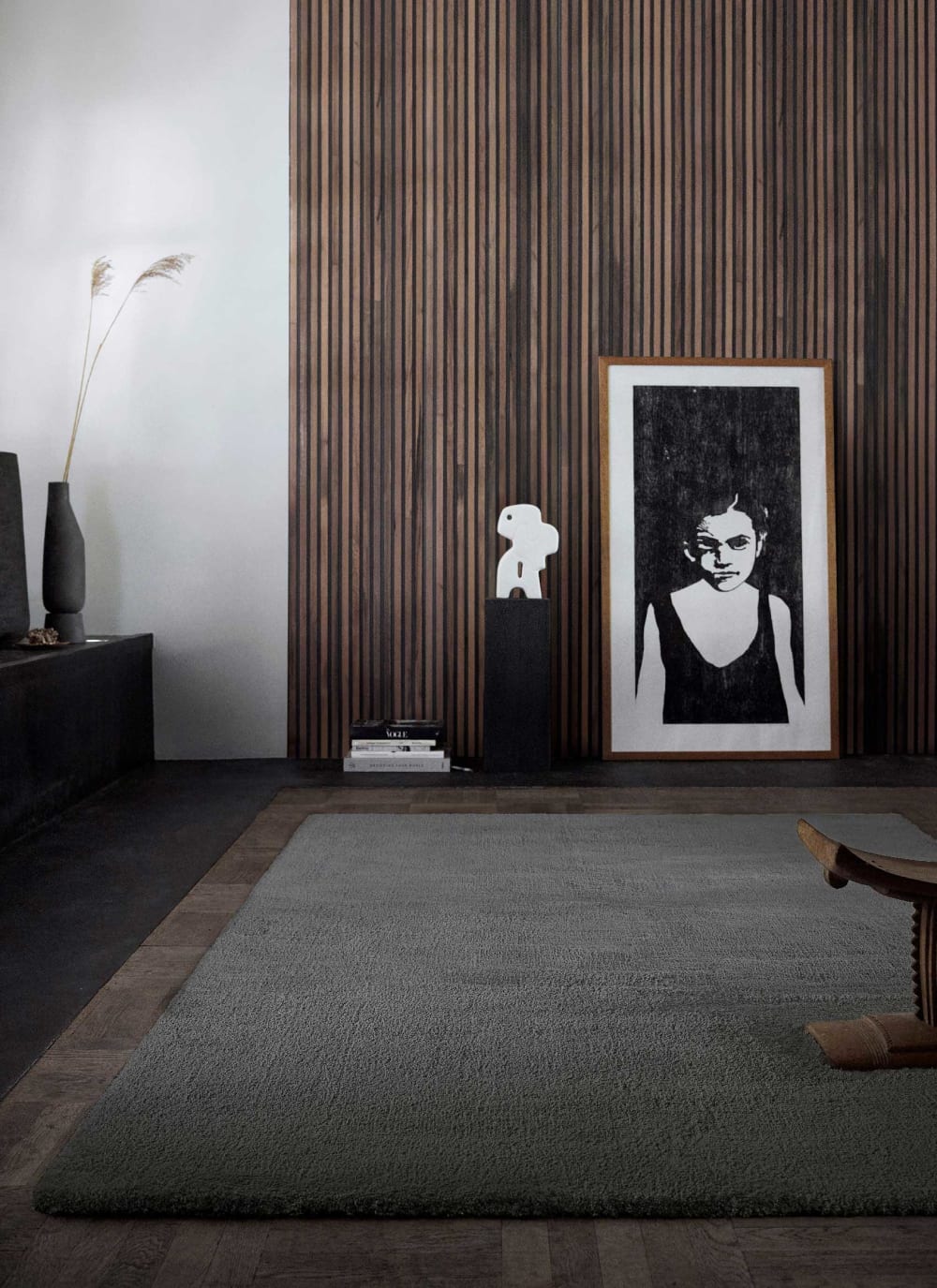 Alfombra suave en poliéster microfibra gris oscuro 70x140 - Maisons du Monde