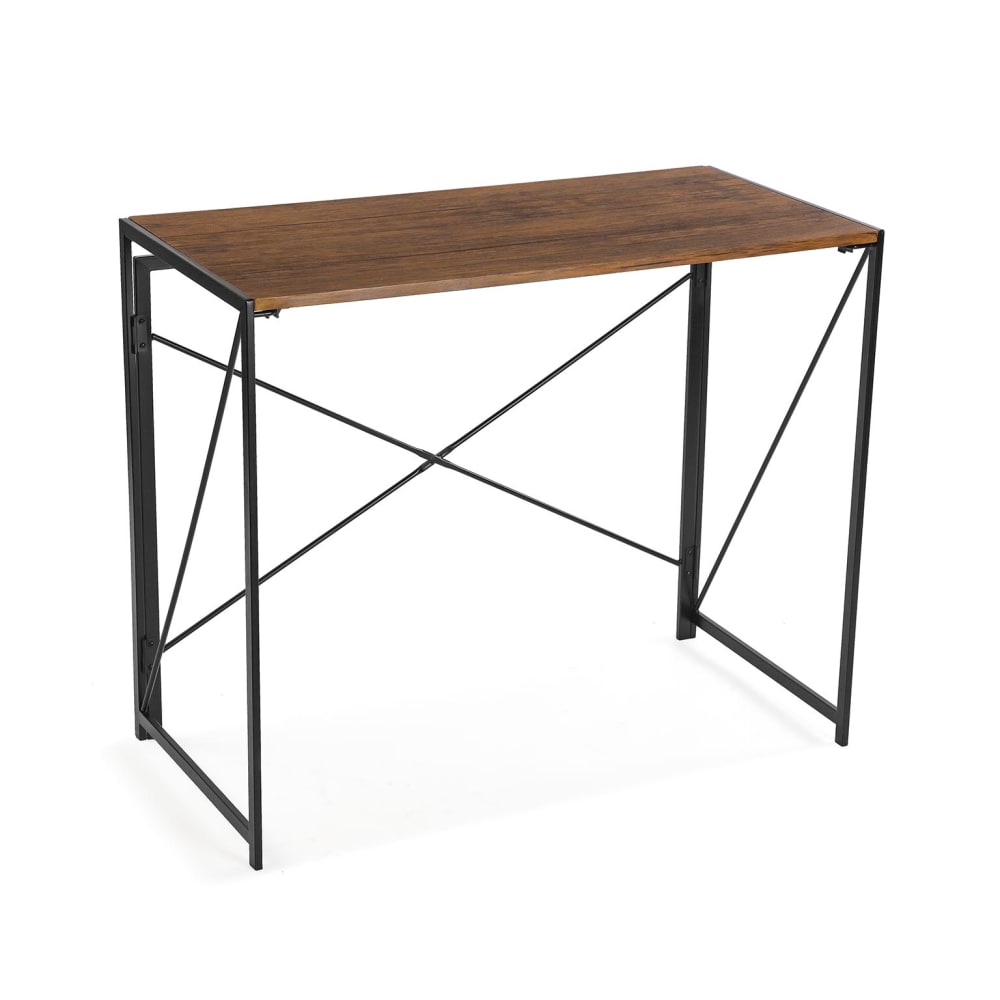 Versa Home Klappschreibtisch aus Spanplatte in Holzoptik und Metall, braun style industrial - Spanplatte