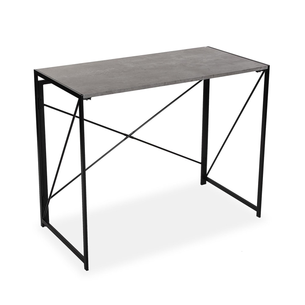Escritorio plegable en aglomerado efecto madera y metal gris