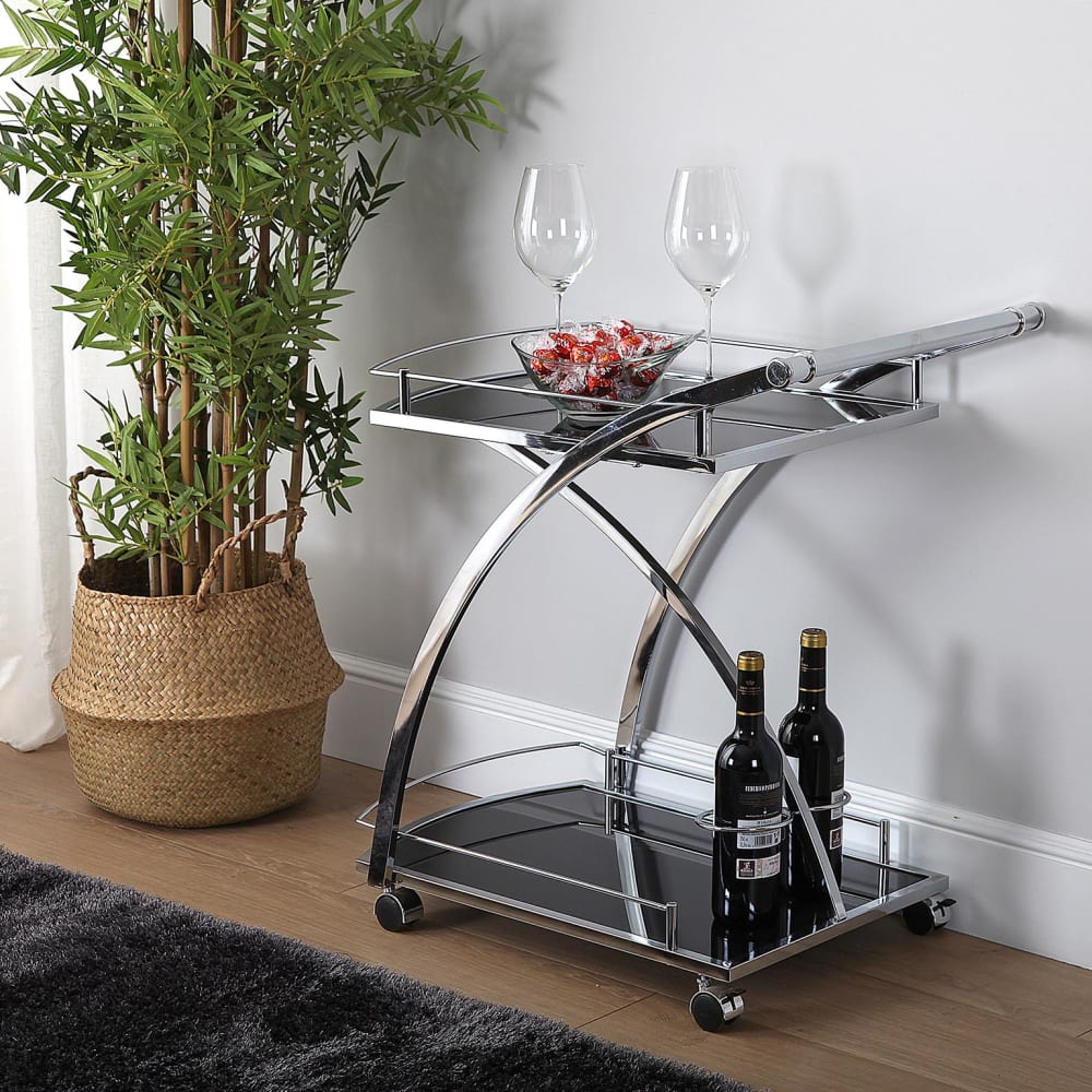 Carro camarera de servicio en cristal y metal negro - Maisons du Monde