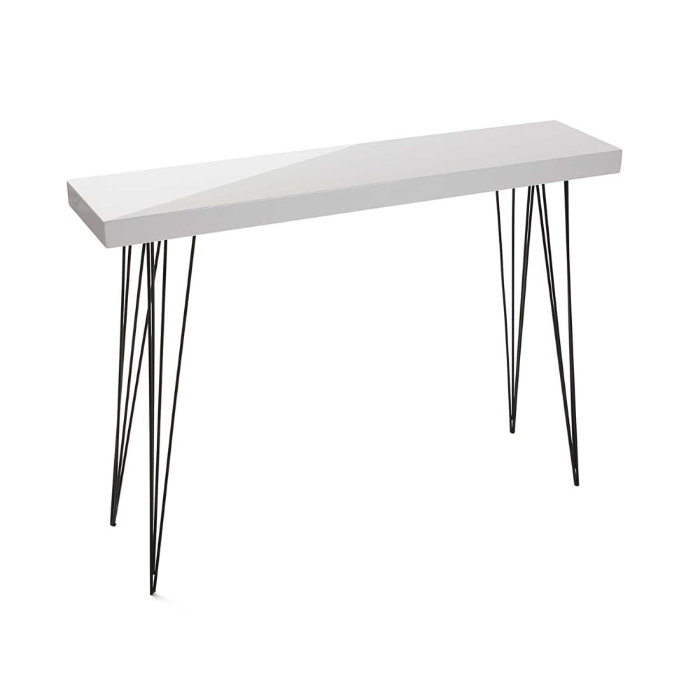 Versa Home Eingangs-Konsole aus Spanplatte in Holzoptik und Metall, weiß style industrial - Spanplatte