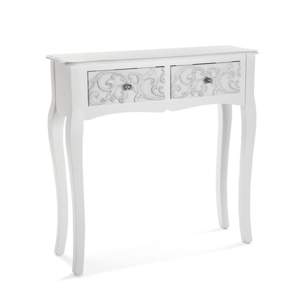 Console d'entrée avec 2 tiroirs en aggloméré blanc