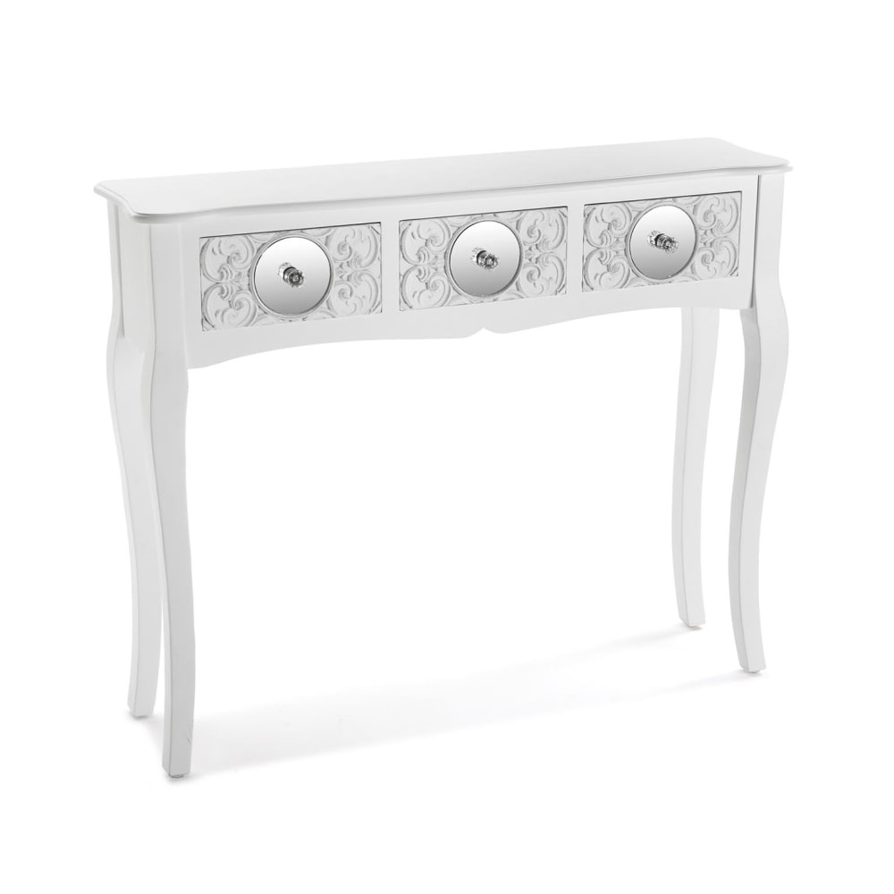 Consola recibidor con 3 cajones en madera aglomerada blanco