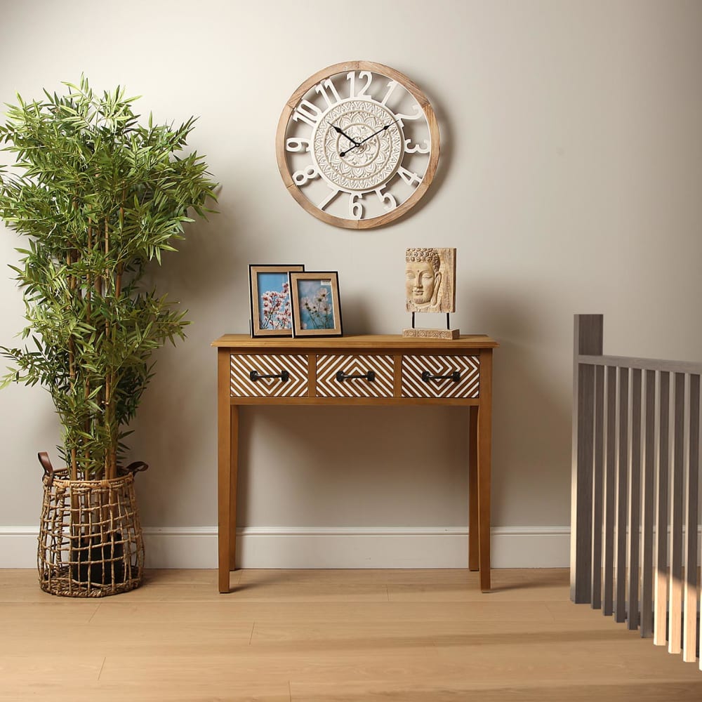 Console d'entrée avec 3 tiroirs en bois de pin marron - Maisons du Monde