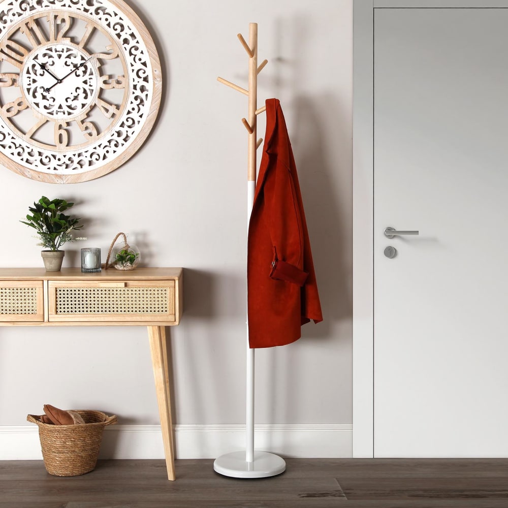 Porte manteau sur pied pour entrée ou couloir en métal blanc - Maisons du Monde
