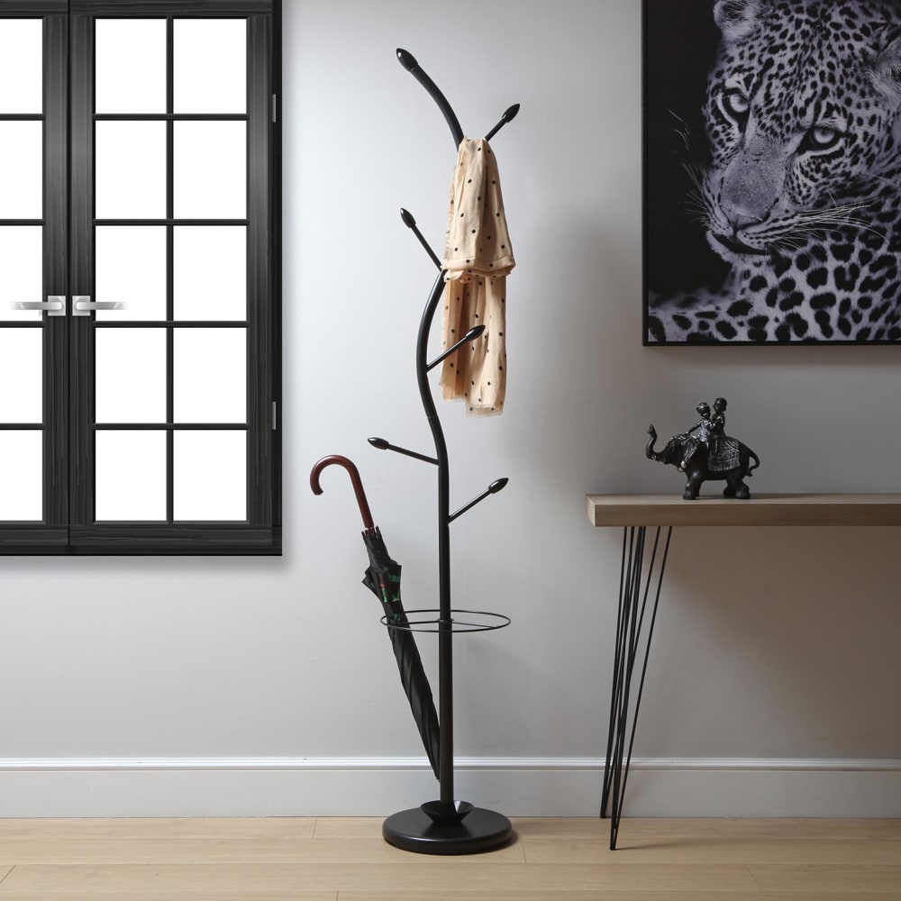 Perchero de pie con paragüero en metal negro - Maisons du Monde