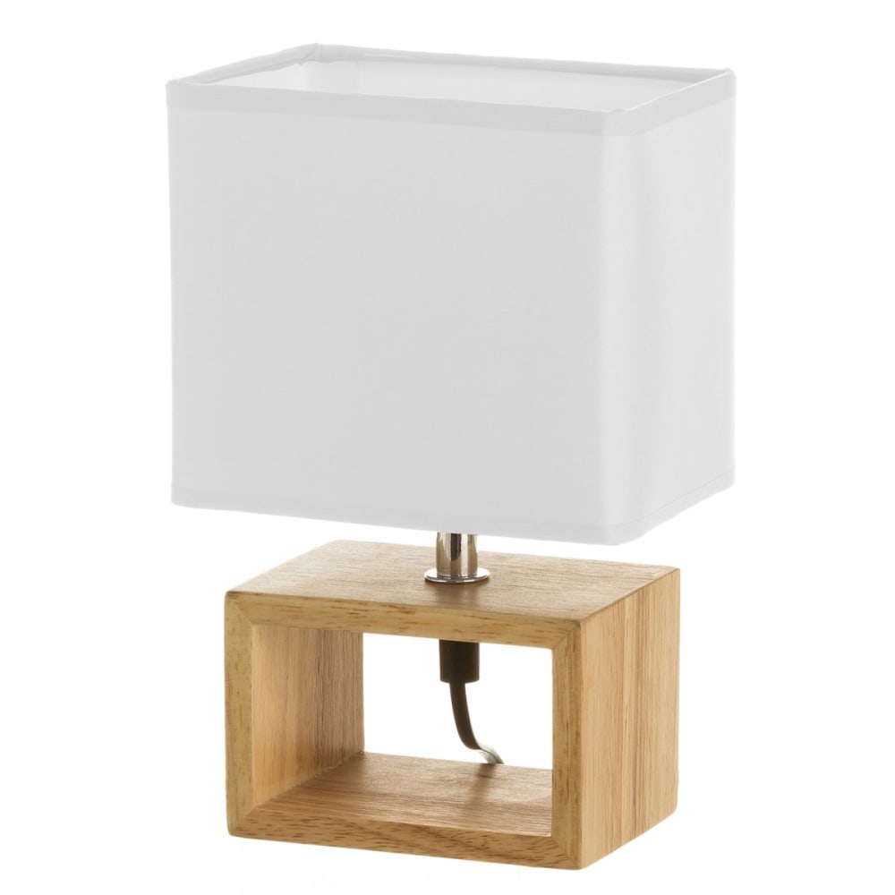 Lámpara de mesita de noche madera 24 cm