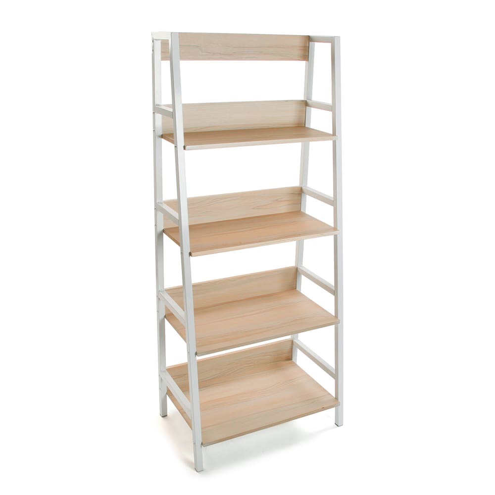 Etagère en imitation bois et métal blanc