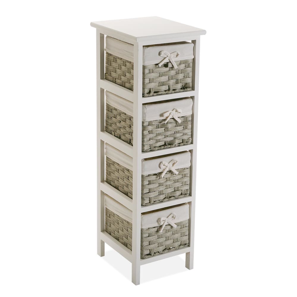 Versa Home Badezimmerschrank mit 4 Schubladen aus Spanplatte, weiß style modern - Spanplatte