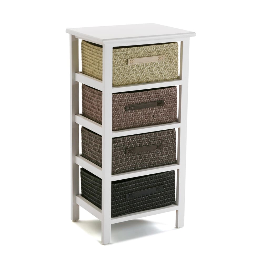 Versa Home Badezimmerschrank mit 4 Schubladen aus Holz und Polyester, braun style modern - Spanplatte
