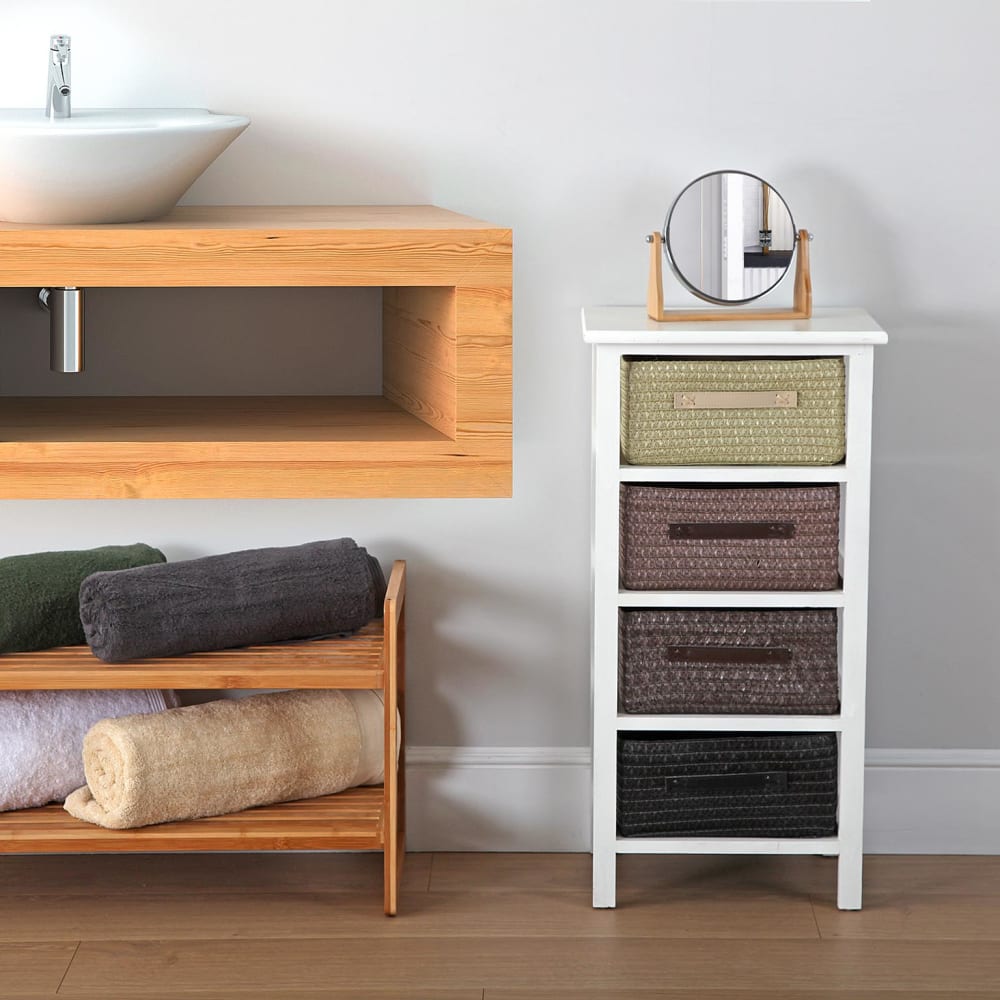 Mueble de baño con 4 cajones en madera y poliéster marrón - Maisons du Monde