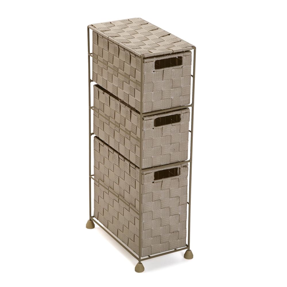 Meuble de salle de bain avec 3 tiroirs en métal et nylon beige Meuble de salle de bain avec 3 tiroirs en métal et nylon beige