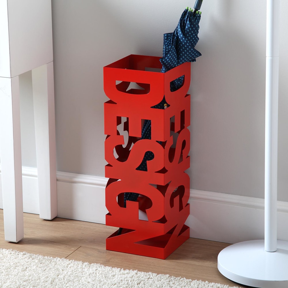 Porte-parapluie moderne en métal rouge — vue 3