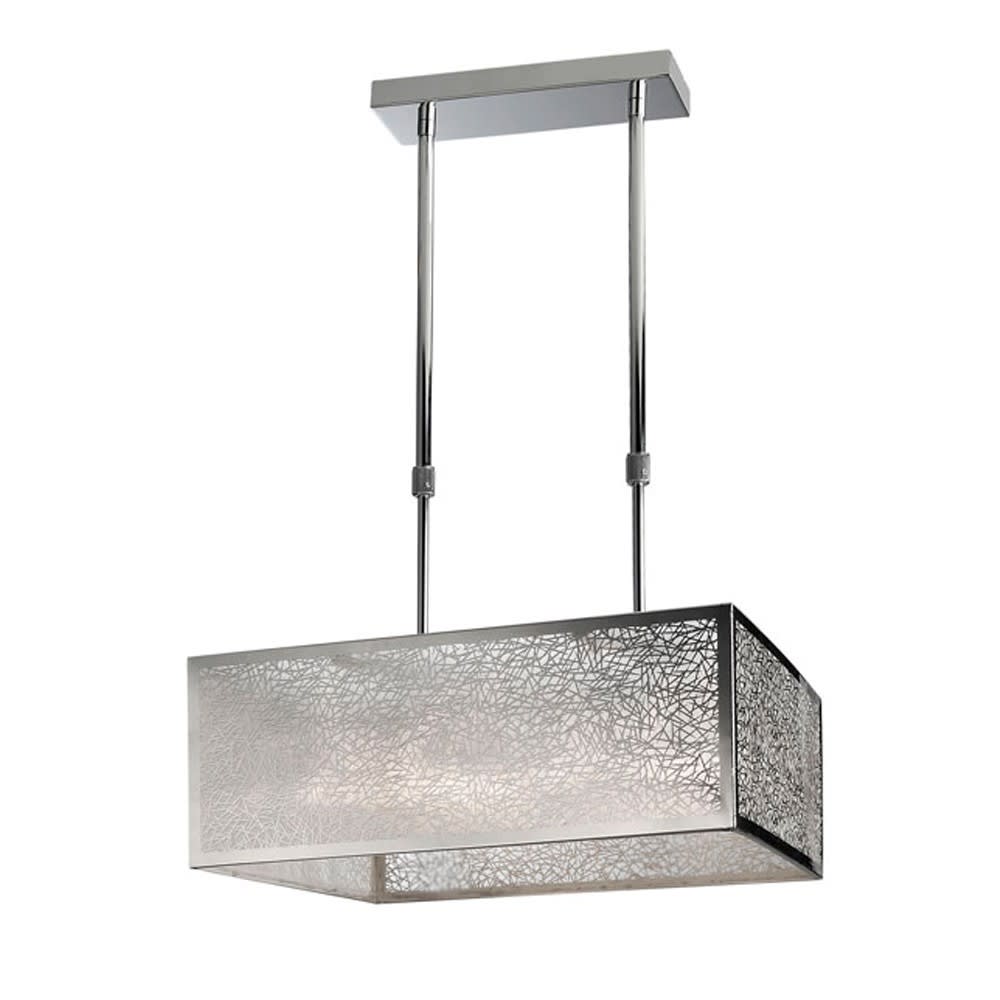 Cristalrecord Quadratische Pendelleuchte 4 Lichtern aus grauem Edelstahl style modern - Aluminium