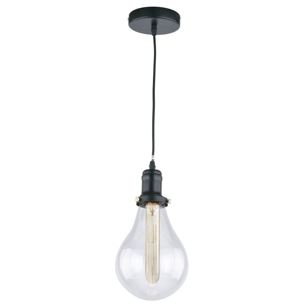 Cristalrecord Hängeleuchte im Vintage-Stil mit transparentem Glasschirm style vintage Schwarz Metall