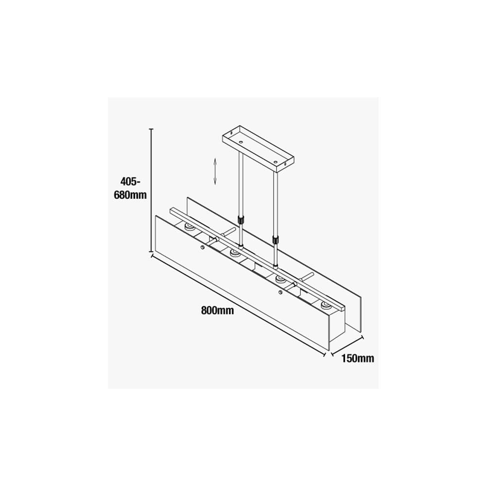 Suspension linéaire 4 lumières en acier inoxydable gris — vue 4