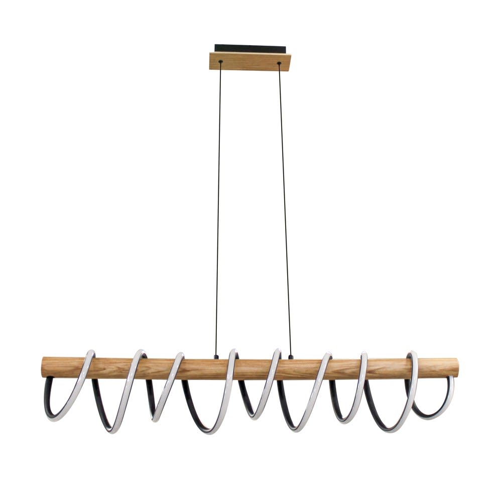 Lámpara de techo led 49w marrón de aluminio y madera