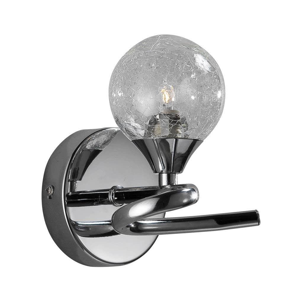 Applique chromée et abat-jour en verre transparent