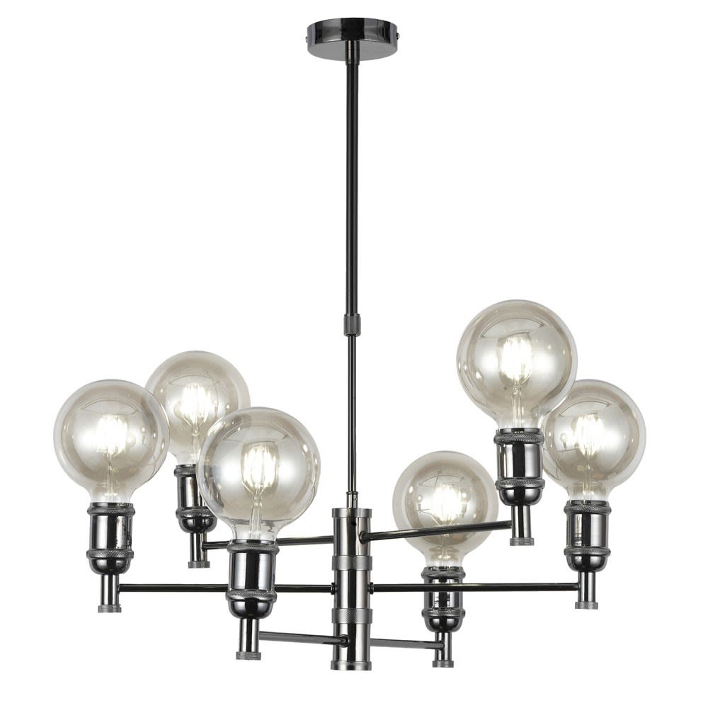 Lustre graphite 6 lumières métal noir rétro
