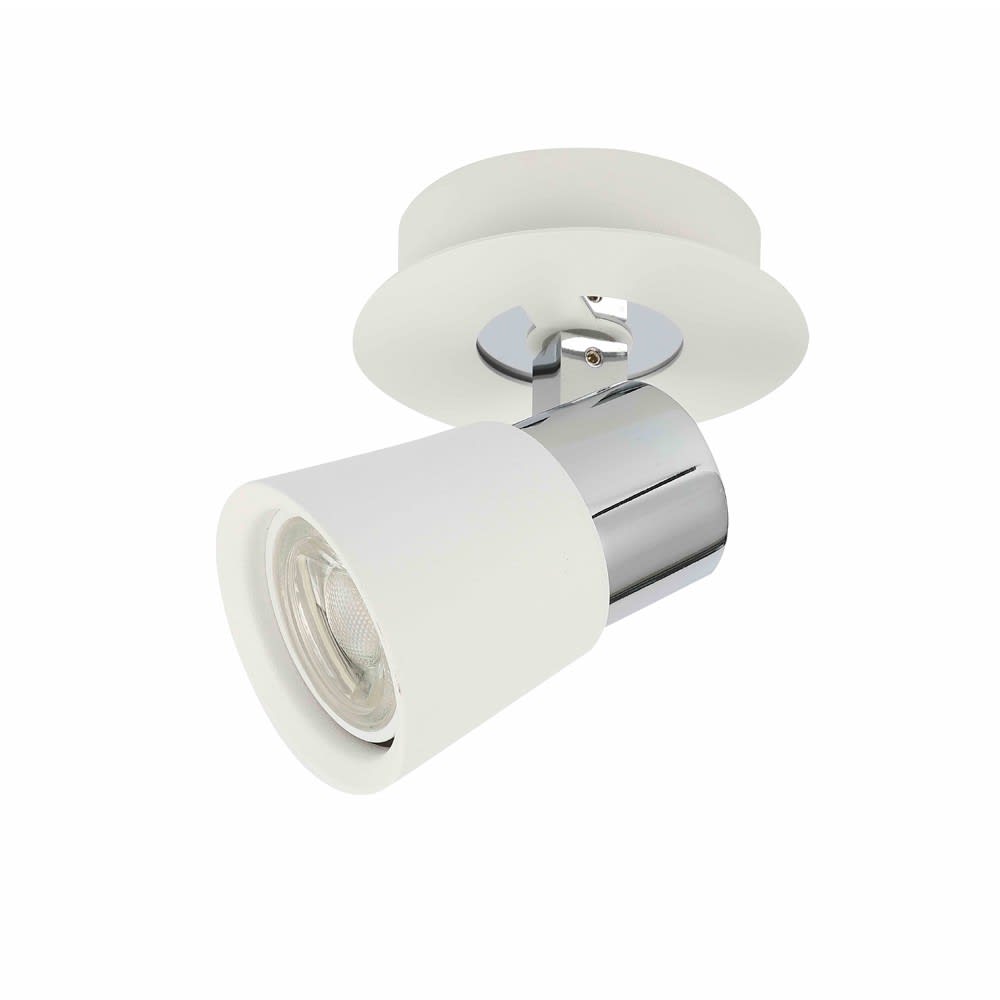 Faretto bianco e cromo elegante orientabile da parete e soffitto - Modello Contemporaneo - Bianco - Alluminio
