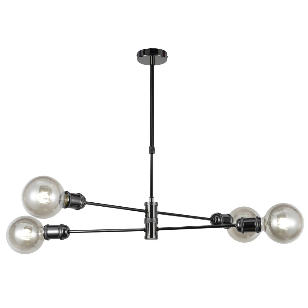 Lampada a sospensione in grafite con 4 luci in metallo orientabili - Modello Vintage - Metallo