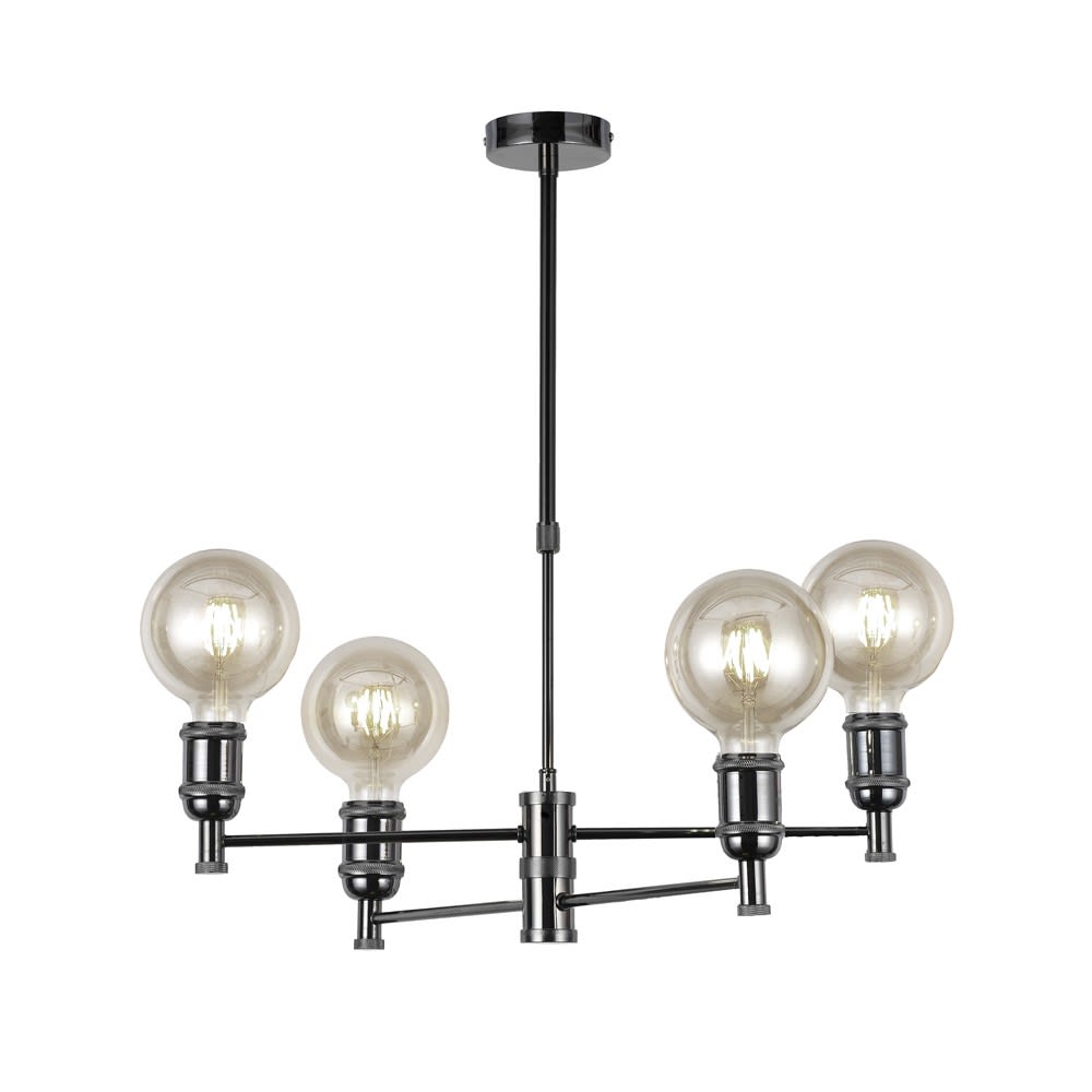 Suspension métal rétro vintage graphite 4 lumières