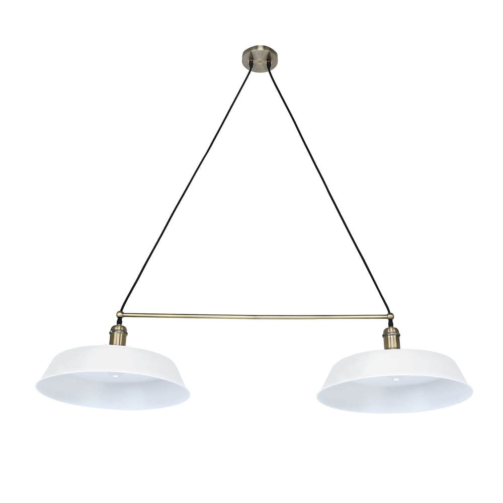 Suspension 2 lumières moderne en métal blanc