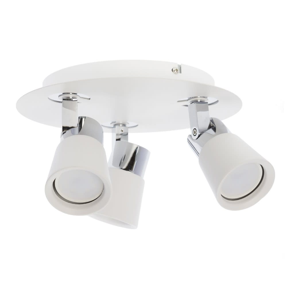 Plafón de techo 3 luces orientables blanco de aluminio