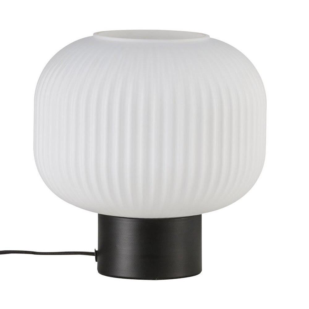 Lámpara de mesa negro con elgante tulipa de cristal opal