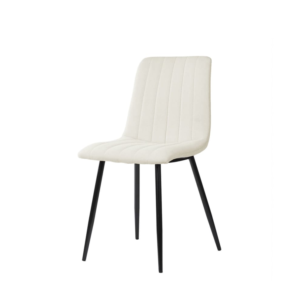 Silla de comedor acolchada beige con patas negras