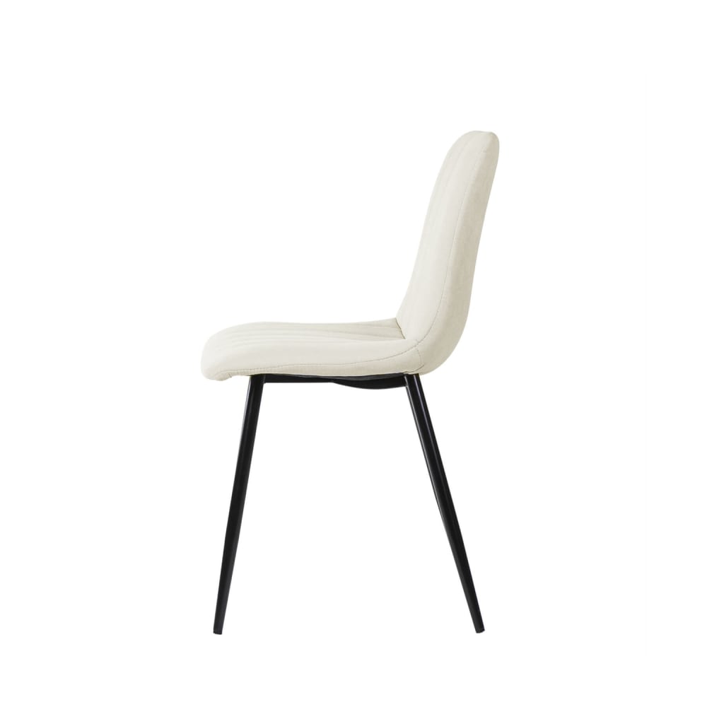 Silla de comedor acolchada beige con patas negras - Maisons du Monde