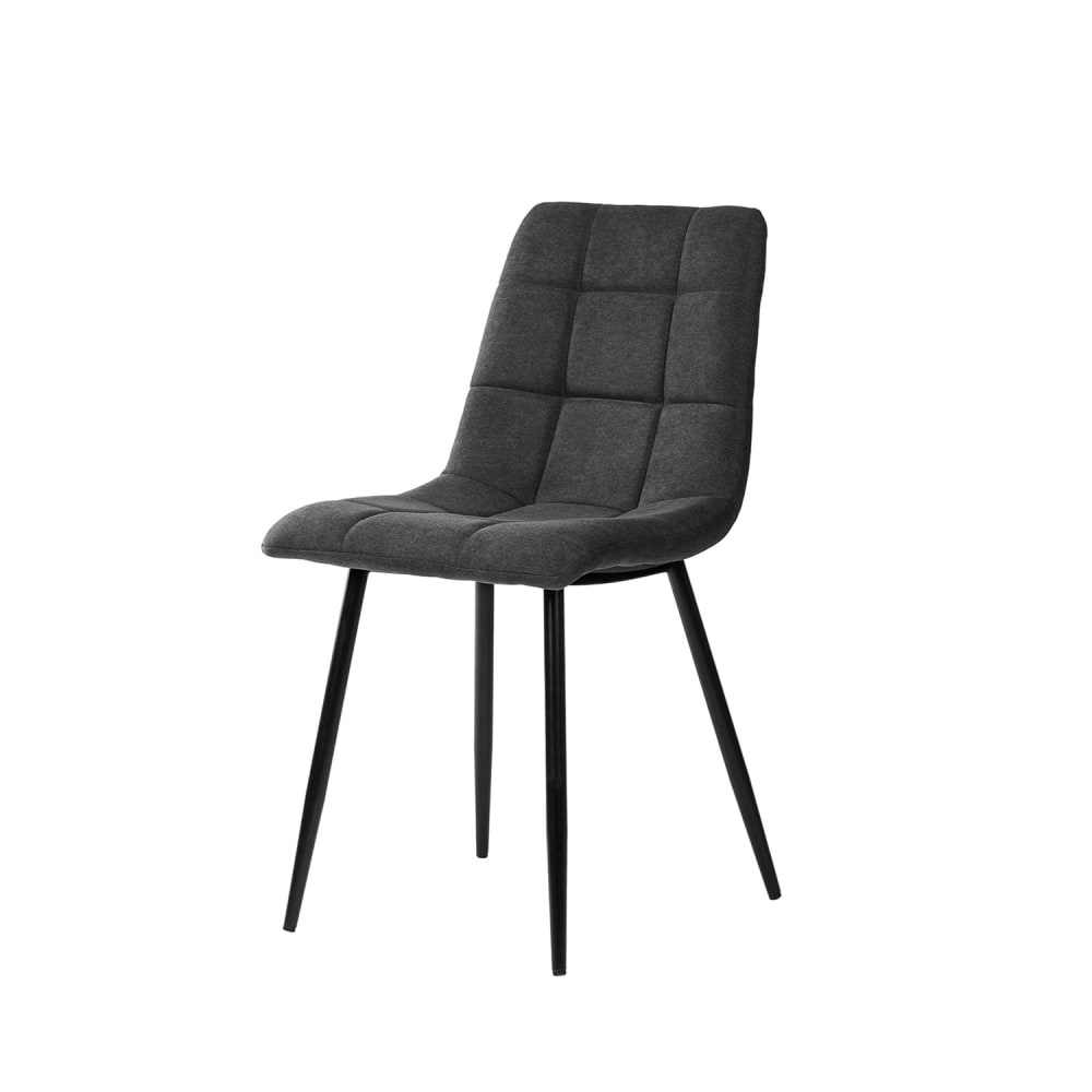Koketto Home Dunkelgrauer gepolsterter Esszimmerstuhl mit schwarzen Beinen - Pes - Polyester